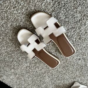 White Slide Sandals